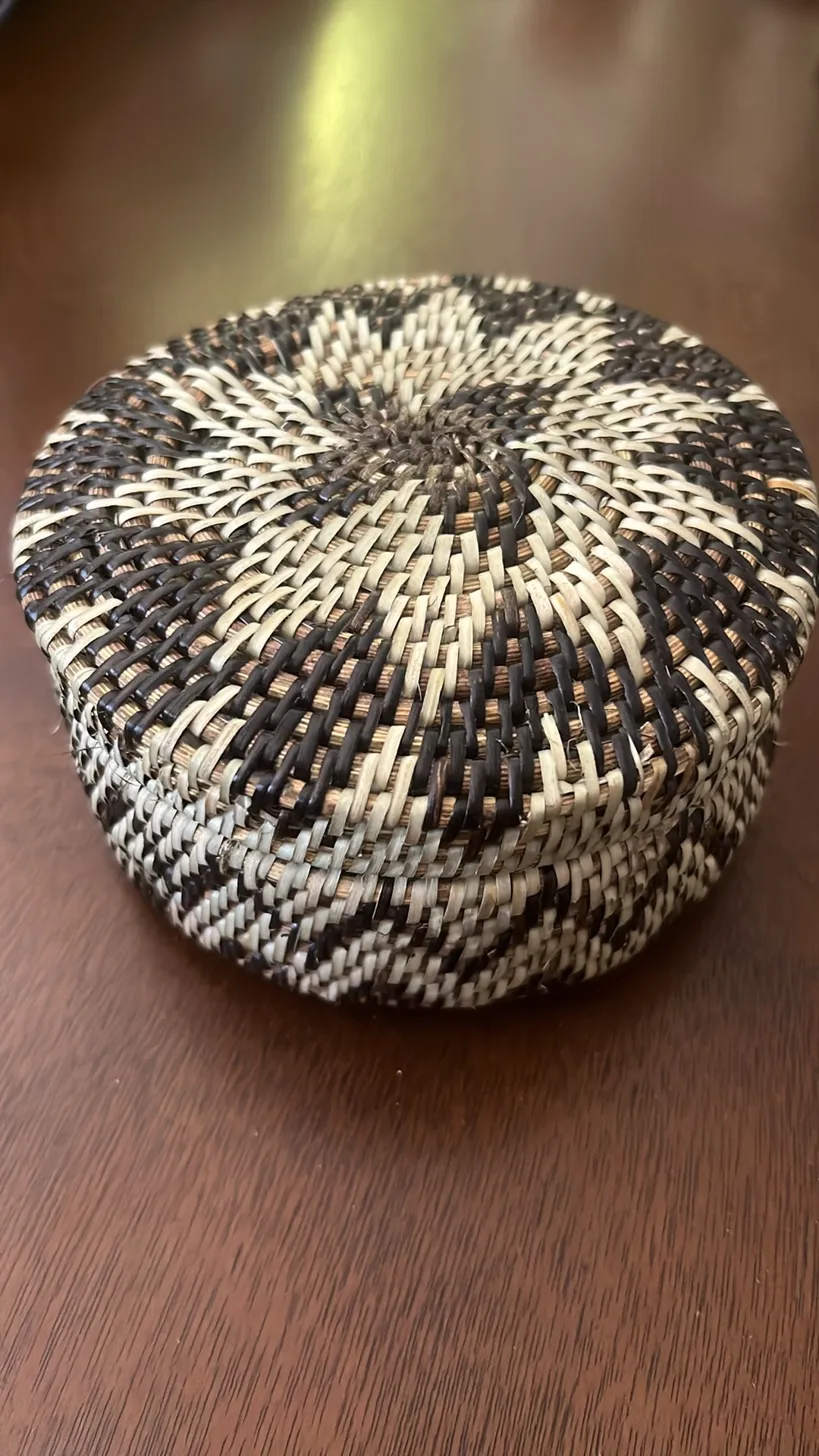Close-up of Mangyan basket showing traditional geometric patterns